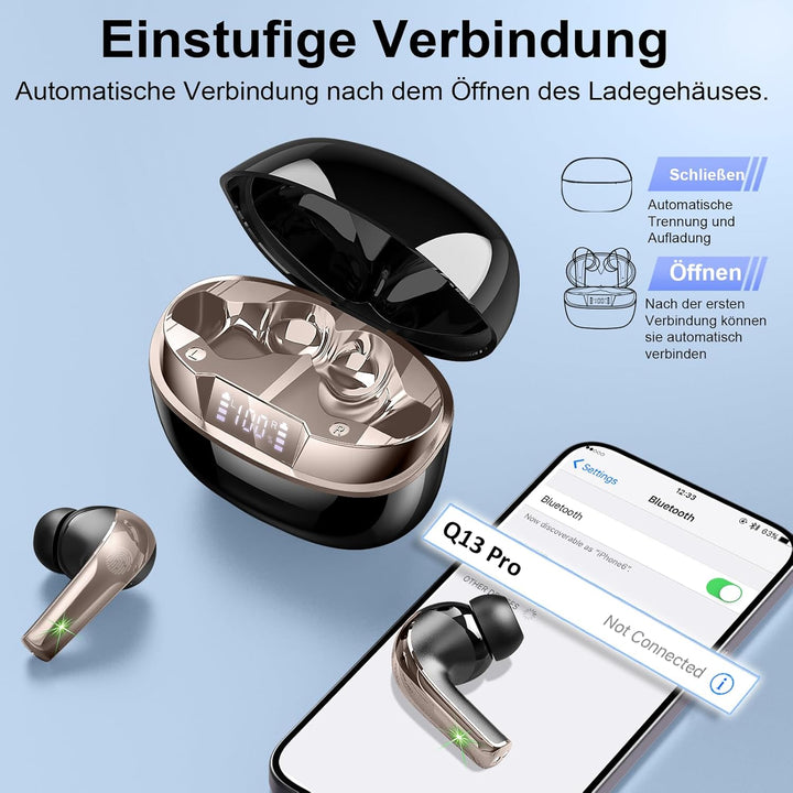 Bluetooth Kopfhörer, Kopfhörer Kabellos Bluetooth 5.4 HiFi-Klangqualität mit ENC Mikrofon, 47Std Spi
