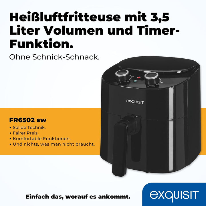 Exquisit Heissluftfriteuse FR6502 sw - 3,5l Air Fryer 1300W - Schwarz