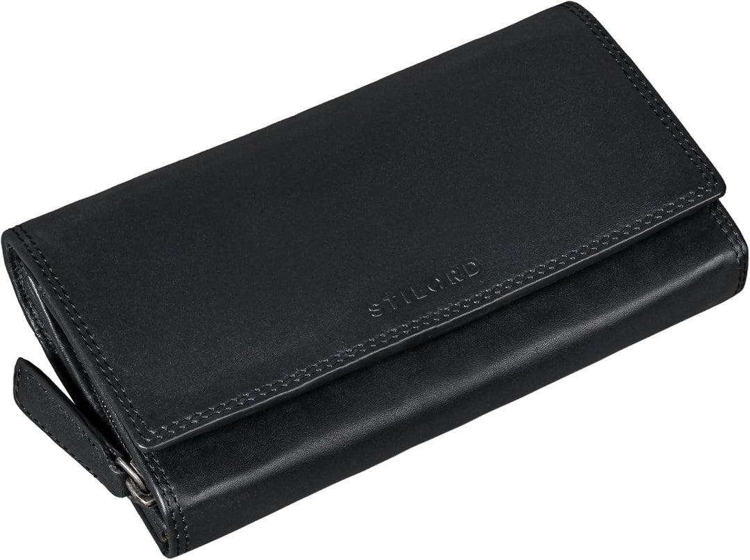 STILORD 'Ellen' Leder Geldbörse Damen RFID und NFC Schutz in stilsicherer Geschenkbox Grosses Portem