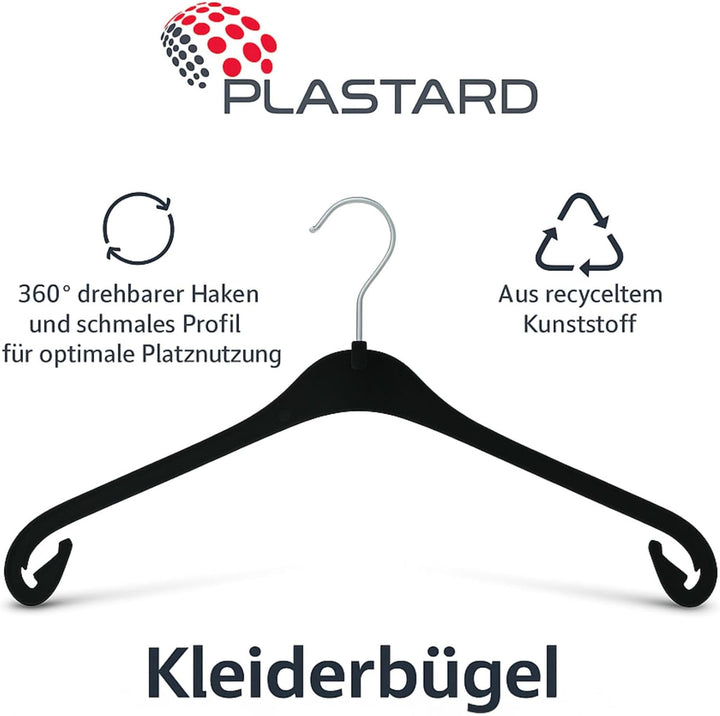 Plastard NA38 Kleiderbügel 50er Set – 38cm, für Teenager &amp; zierliche Erwachsene, drehbarer Haken, 0,