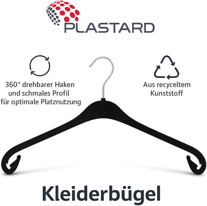 Plastard NA38 Kleiderbügel 50er Set – 38cm, für Teenager &amp; zierliche Erwachsene, drehbarer Haken, 0,