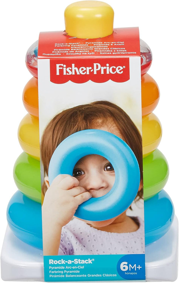 Fisher-Price GKD51 - Farbring Pyramide, klassisches Stapelspielzeug mit Ringen für Babys und Kleinki