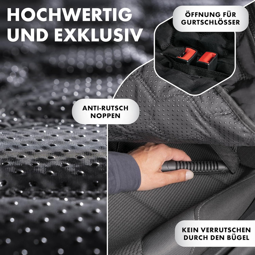 Walser Premium Auto Hundedecke Rocky, 100% wasserdichte Rücksitz Autoschondecke inkl. Seitenschutz u