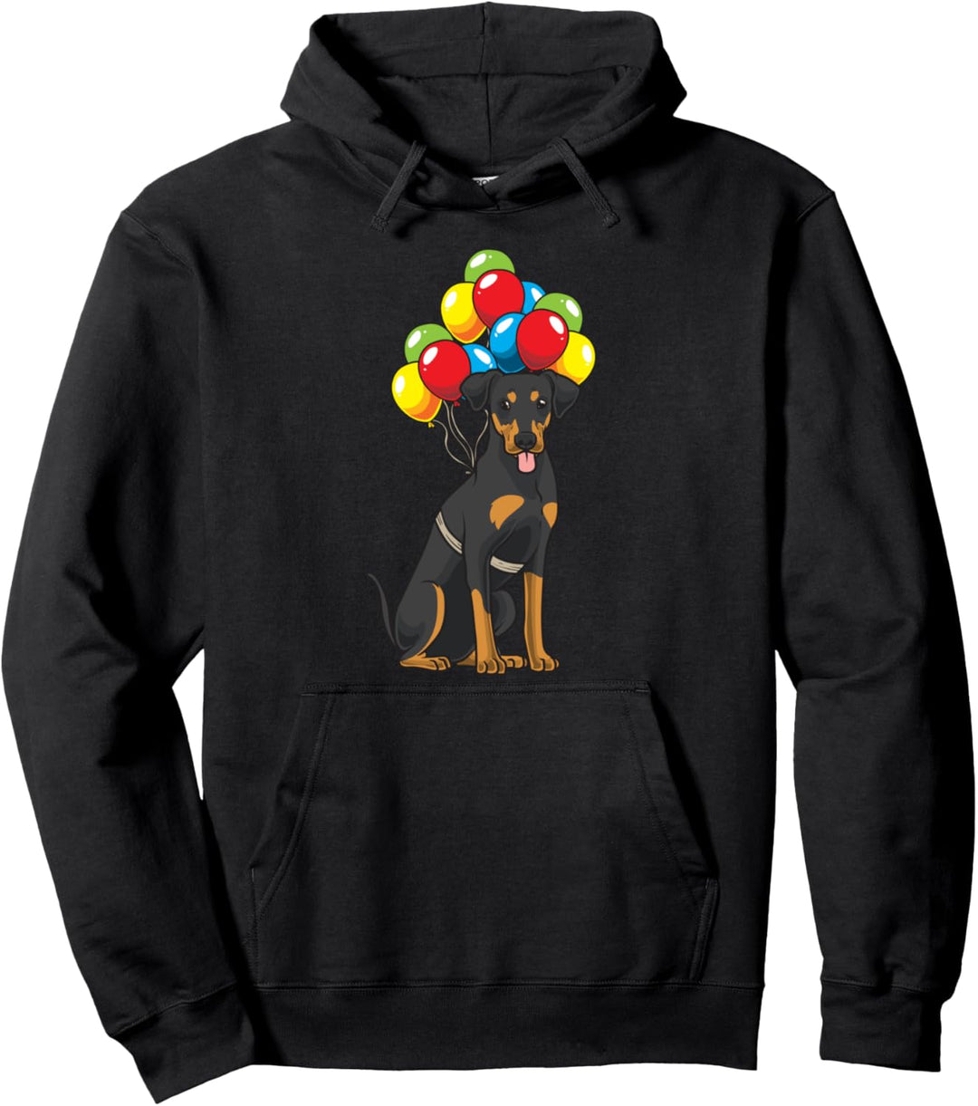 Deutscher Pinscher Hund mit Luftballons lustig Pullover Hoodie