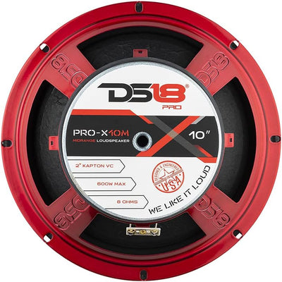 DS18 Car Midrange Speaker 10" Inch 600w Watt 8Ohm Bass Loudspeaker PRO-X10M Klassisch 8 Ohm 25,4 cm,