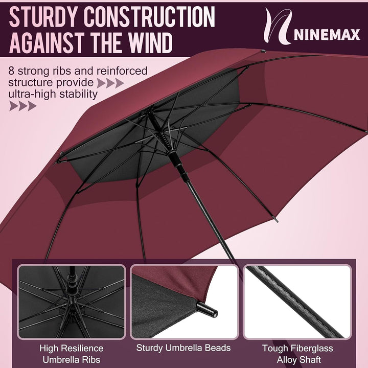 NINEMAX Golf Regenschirm Gross Sturmfest XL/XXL,Grosser Regenschirm Sturmfest | Stabil Golfschirm Gr