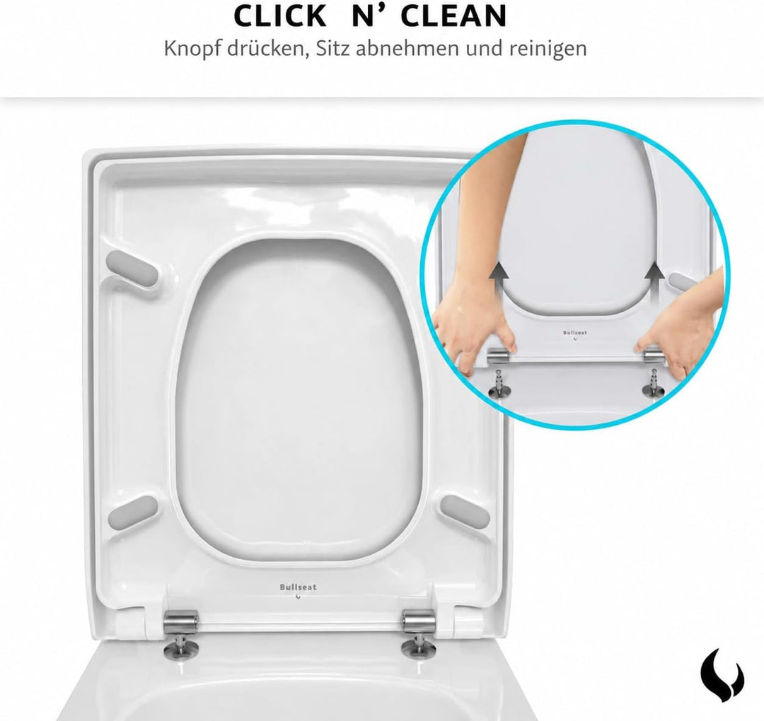 Bullseat WC Sitz passgenau für Duravit Vero | Softclose Absenkautomatik | abnehmbar | Edelstahlbefes