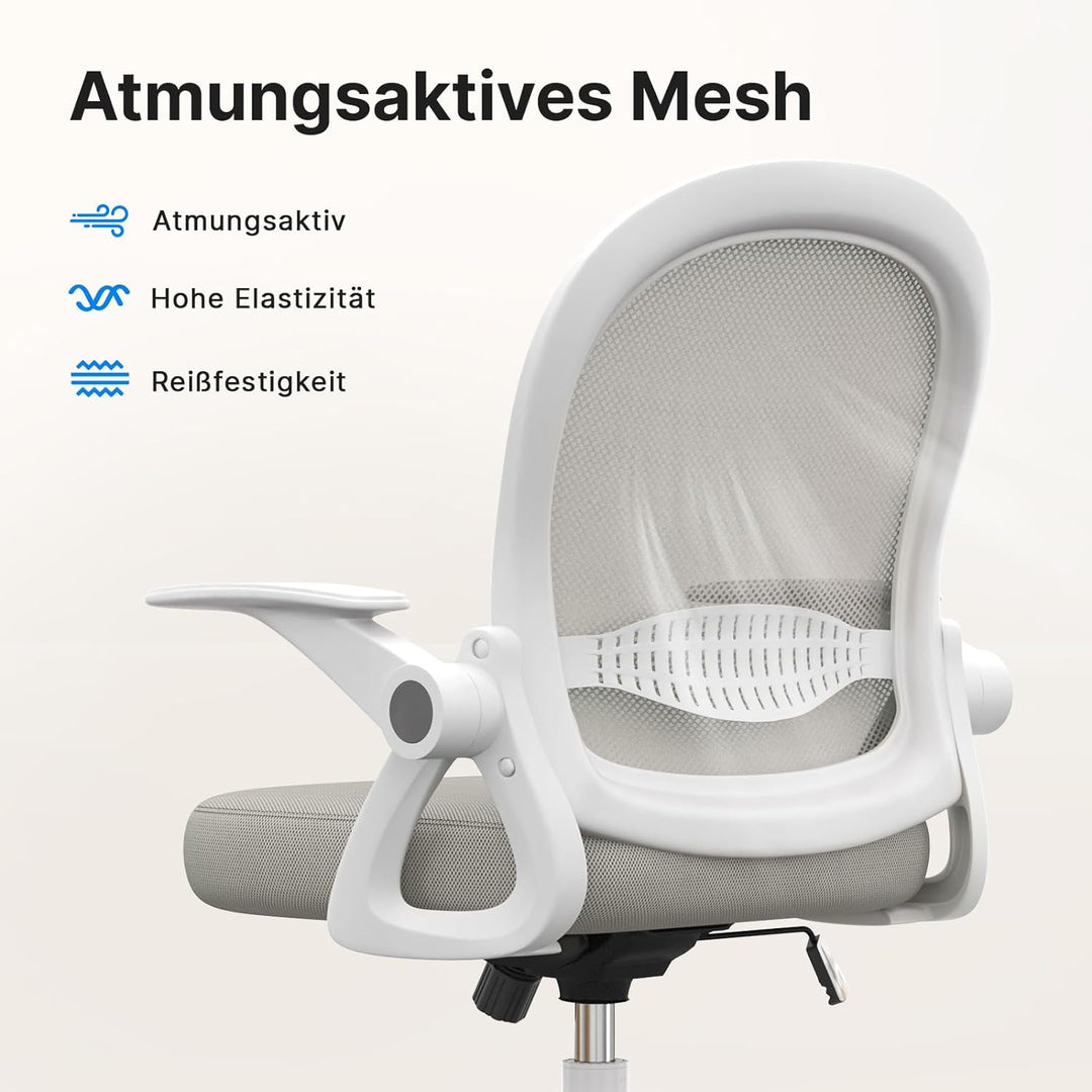 naspaluro Bürostuhl, Ergonomischer Schreibtischstuhl mit Atmungsaktiv Netzbespannung, Hochklappbare