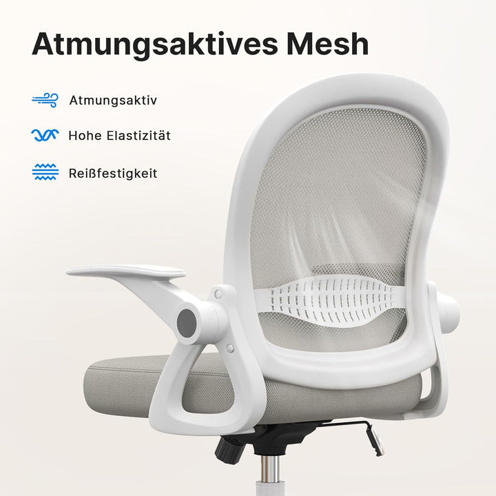 naspaluro Bürostuhl, Ergonomischer Schreibtischstuhl mit Atmungsaktiv Netzbespannung, Hochklappbare