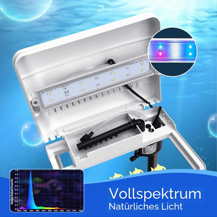 Nobleza - Nano-Fischtank-Aquarium mit LED-Leuchten & Filtersystem, tropischeAquarien, 14 Liter, Weis