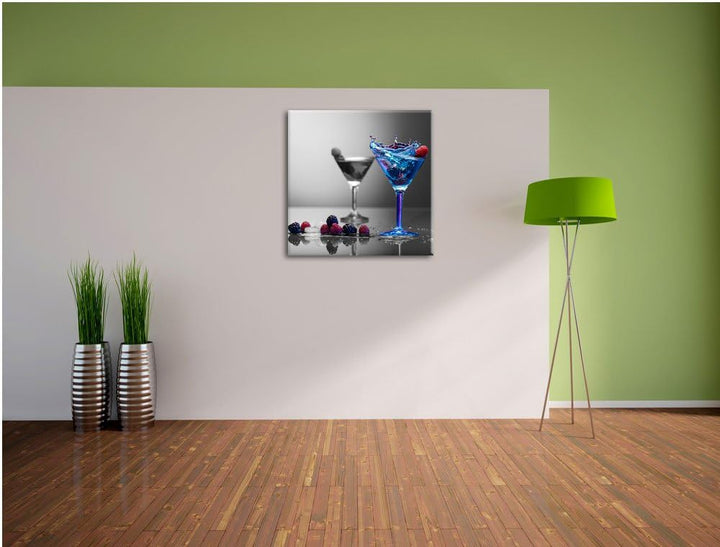 Pixxprint Blauer leckerer Cocktail als Leinwandbild/Grösse: 70x70 cm/Wandbild/Kunstdruck/fertig besp