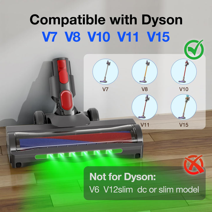 KENVOR Bürste kompatibel mit Dyson V7, V8, V10, V11, V15 Staubsauger, Bodendüse Softroller mit 6 Grü