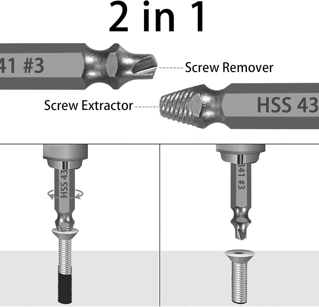 HSS 4341 Schraubenausdreher Set, 5-teilig M3-M18 Beschädigte Schrauben Entferner, Linksdreher mit Se