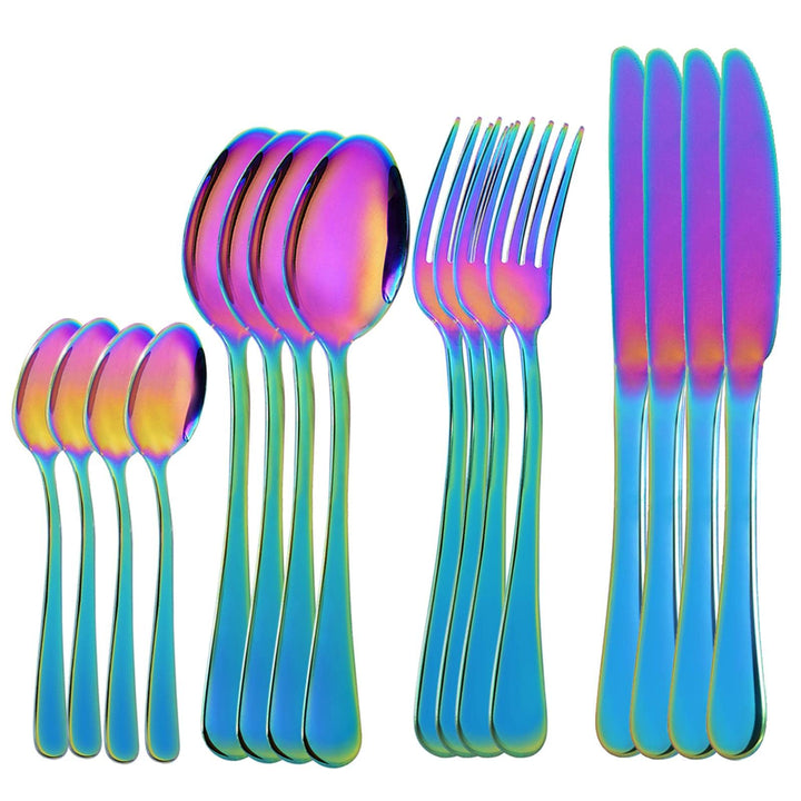 OBR KING 16-teilig Besteck Set Edelstahl Utensilien Inklusive Löffel Messer und Gabel Geschirr Set S