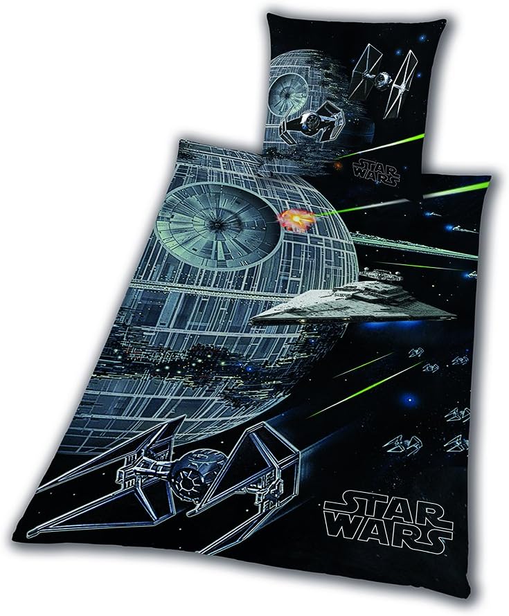 Tex idea Bettwäsche Biber Star Wars Todesstern Rey Finn Tico Yoda Winterbettwäsche wie Flanell 135 x