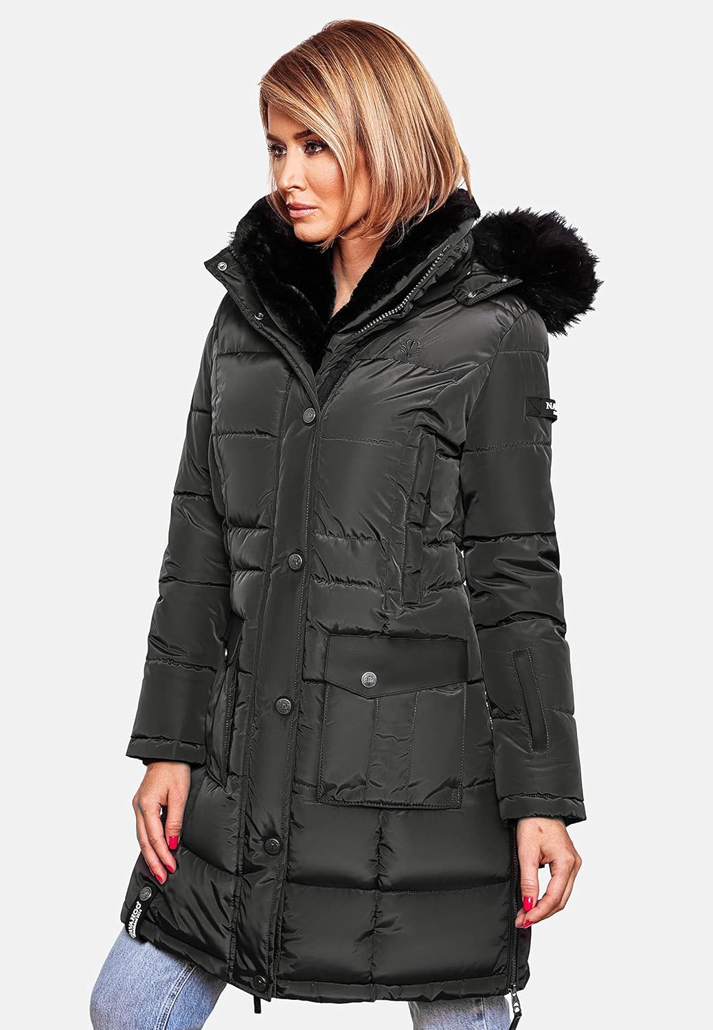 Navahoo Damen Warmer Winter Steppmantel Sinja S-XXL S Anthracite, S Anthracite