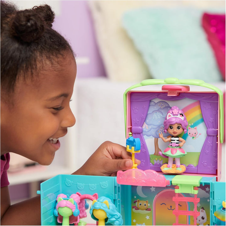 Gabby‘s Dollhouse, Rainbow Closet, tragbares Regenbogen Kleiderschrank Spielset mit Gabby Figur, 4 B