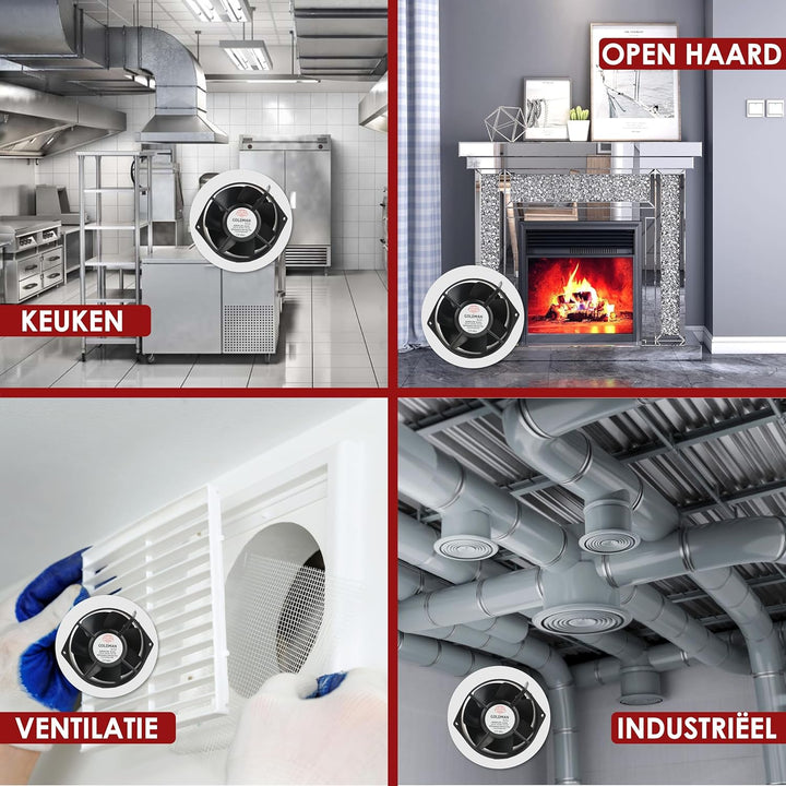 Axiallüfter für Belüftung und Kühlung, Hoher Luftstrom, Geräuscharm, Metallflügel, Kugellager, Alumi