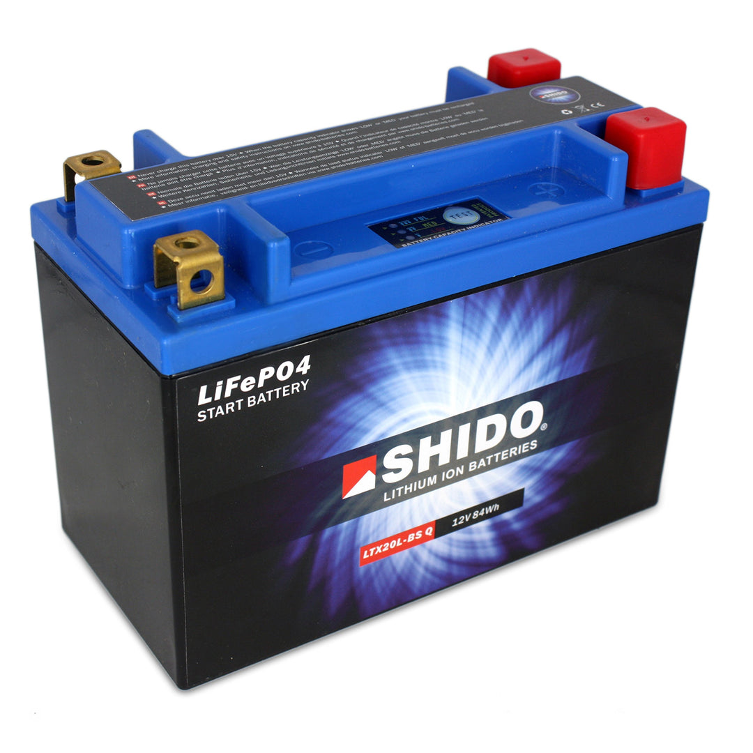 Motorrad Batterie Shido Lithium LTX20L-BS / YTX20L-BS Quattro, 12V/18AH (Masse: 175x87x155)