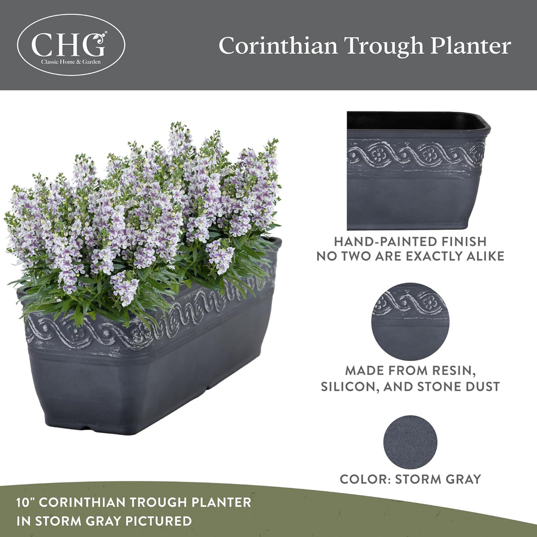 Classic Home and Garden 9418D-515 Korinthian Collection Pflanzgefäss, 45,7 cm Trog, Storm 18" Trough