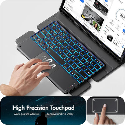INFILAND für Samsung Galaxy Tab S10+ Plus/S9 FE+/S9 Plus Hülle mit Tastatur[Hochpräzises Touchpad],
