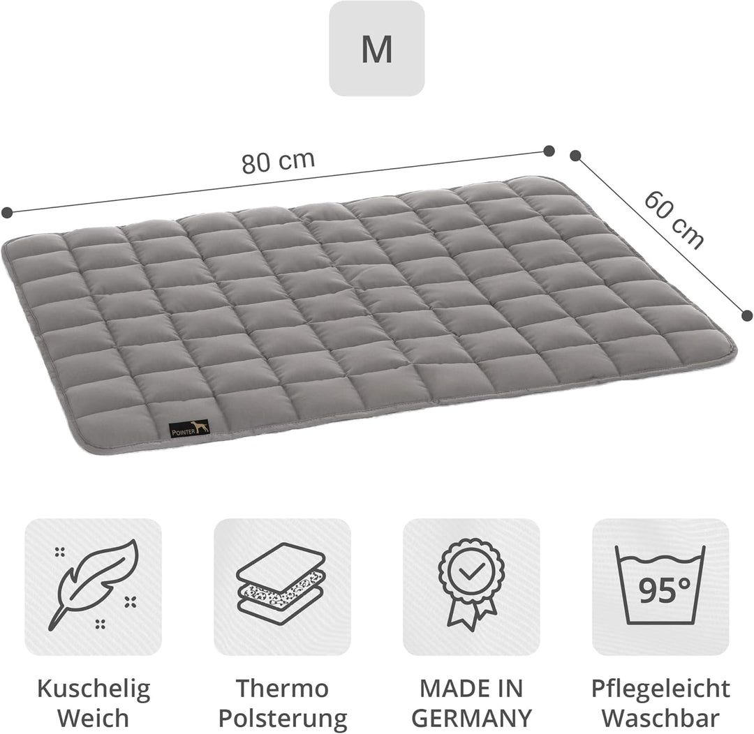 Doctor Bark Pointer | Hundedecke, gepolsterte Liegedecke, Hundematte waschbar (M - 80x60 cm, Hellgra