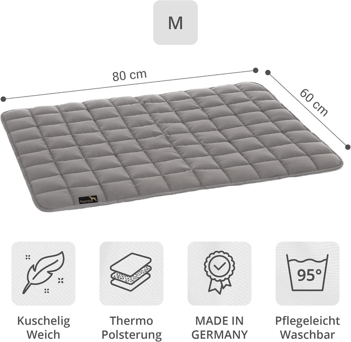 Doctor Bark Pointer | Hundedecke, gepolsterte Liegedecke, Hundematte waschbar (M - 80x60 cm, Hellgra