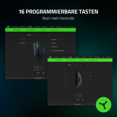 Razer Naga X - Kabelgebundene Gaming Maus mit 16 programmierbaren Tasten für PC/Mac (Optische Maus S