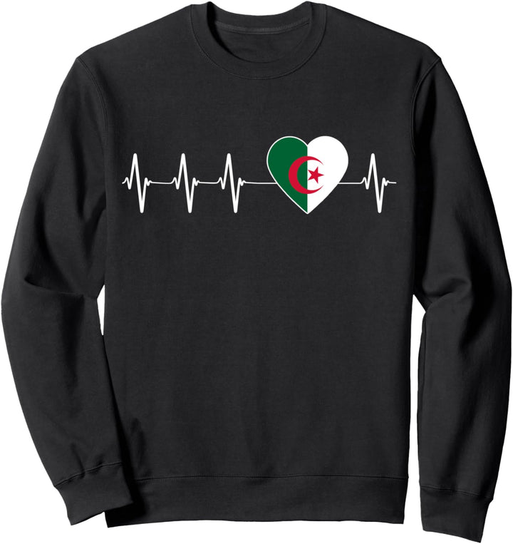 Algerischer Herzschlag I Love Algerien Flagge Herzpuls Sweatshirt