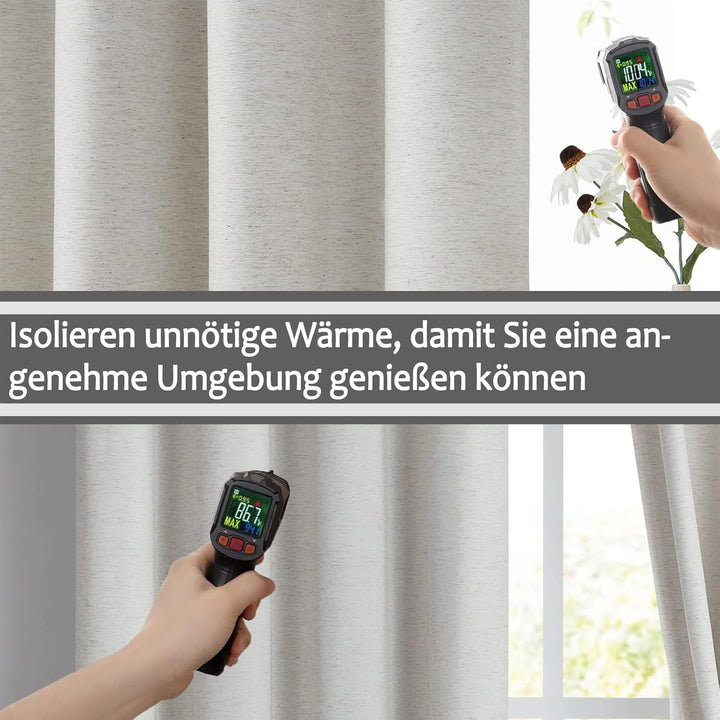 Treatmentex Blickdichte Vorhänge Thermogardine mit Ösen Verdunkelungsvorhang Natur Wärmeisolierende