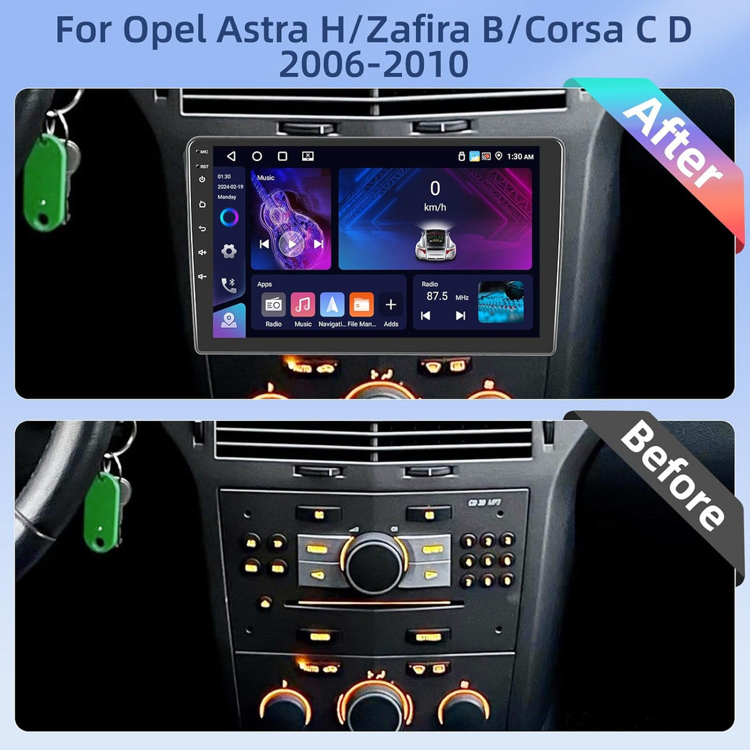 Hikity [4+64GB] Android 15 Autoradio für Opel Astra H/Zafira B/Corsa C D 2006-2010 Radio CarPlay And