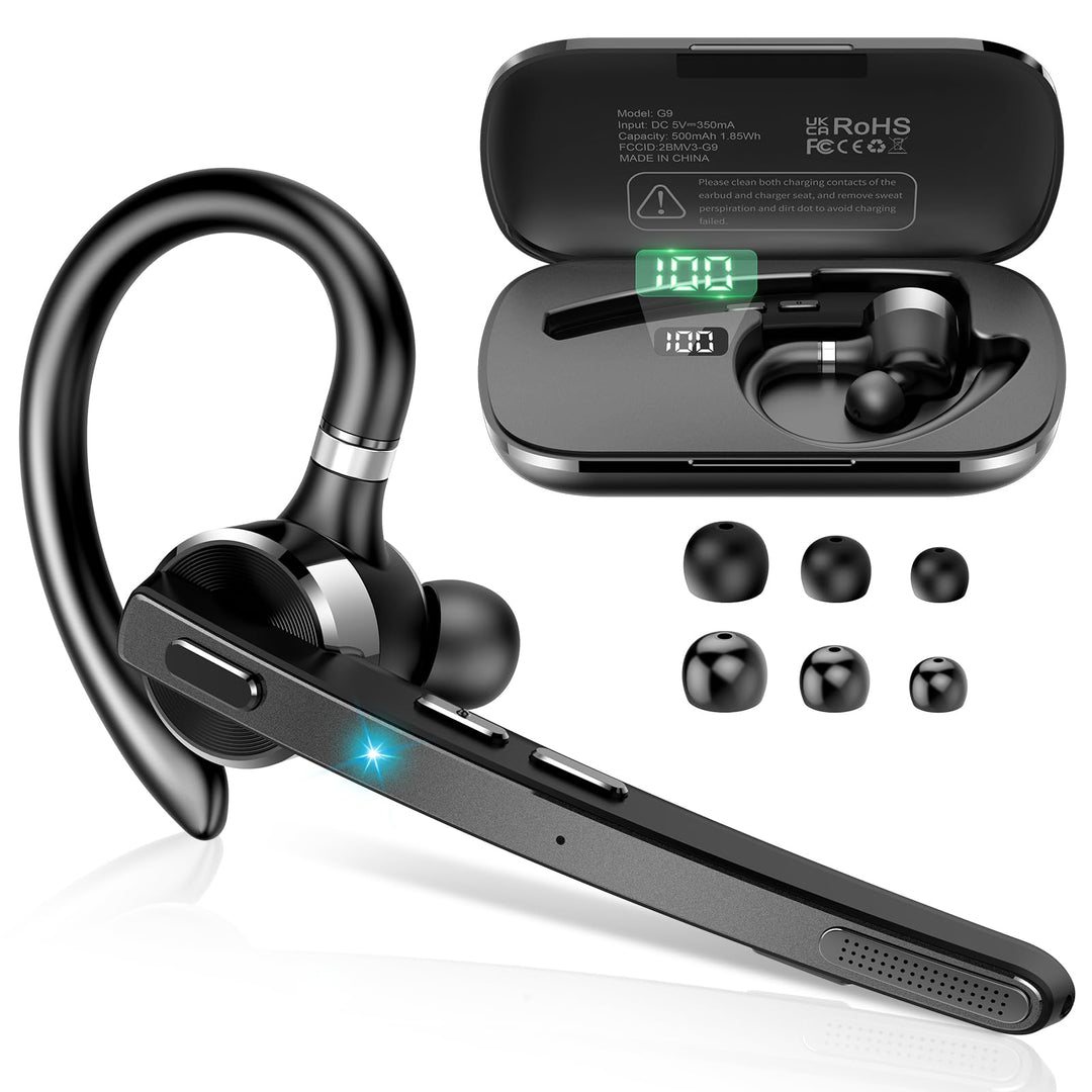 Bluetooth Headset V5.3, Wireless Freisprech Telefon mit CVC 8.0/ENC Dual Mic, APTX, Mute Zwei-Geräte