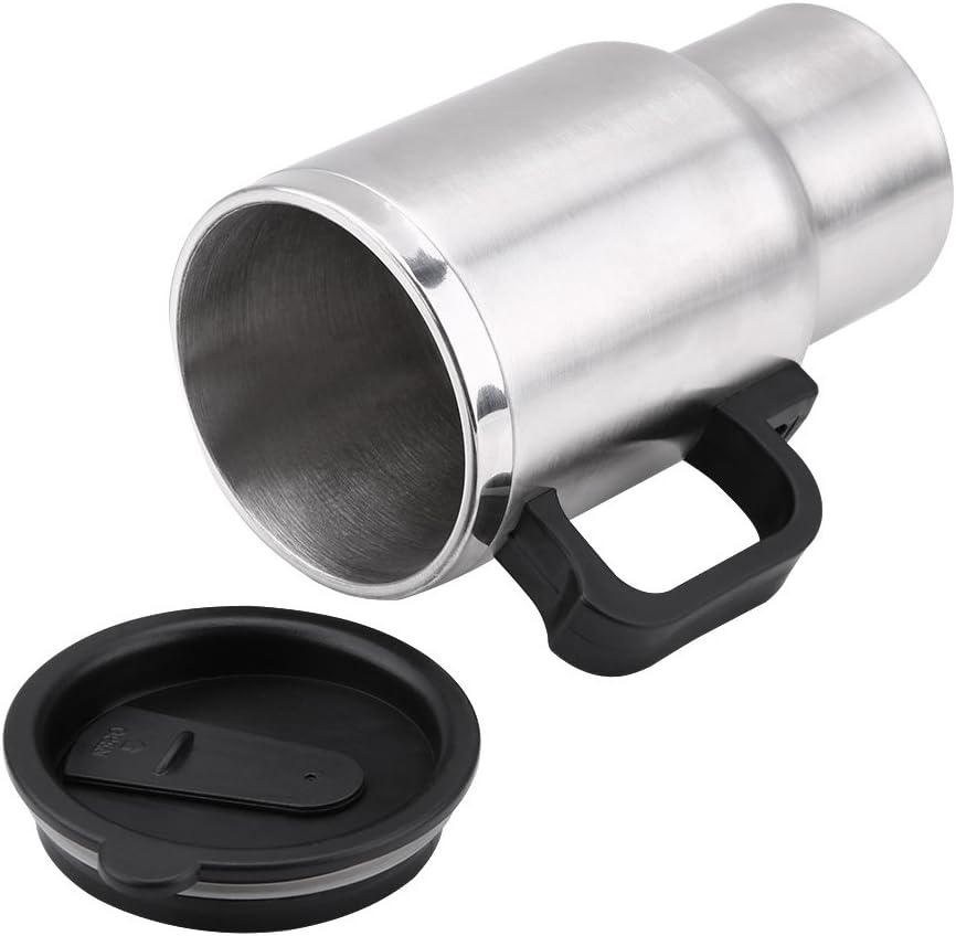 12V 450ml Reise Heizbecher, elektrischer Kaffeebecher aus Edelstahl im Auto