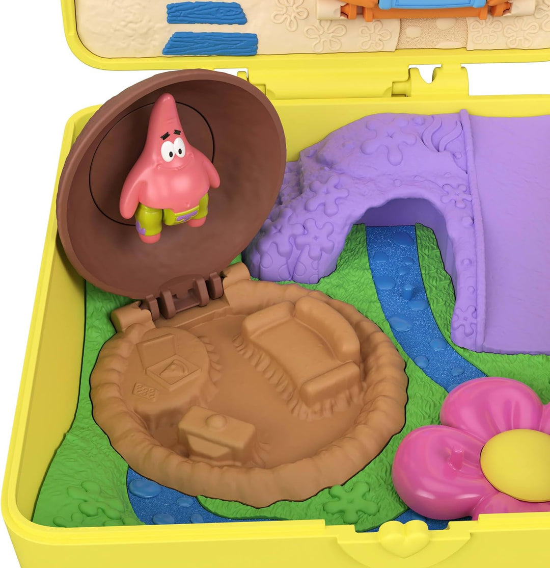 Polly Pocket x Spongebob Partnership-Schatulle, Micro-Puppen Spongebob und Patrick und Spielset, 7 Z