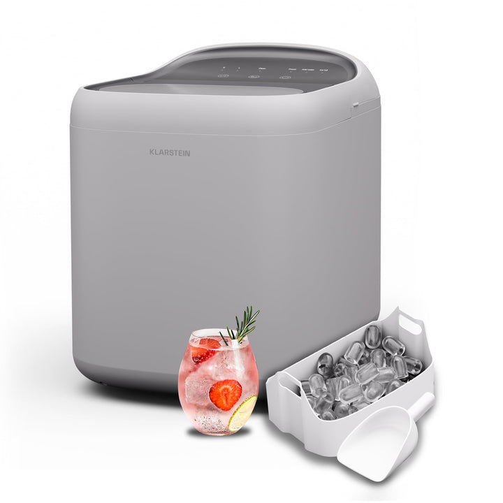 Klarstein SparkIce Eiswürfelmaschine, 15 kg/Tag, Eiswürfel in 6 Min., Touchpad, 2 Eiswürfelgrössen,
