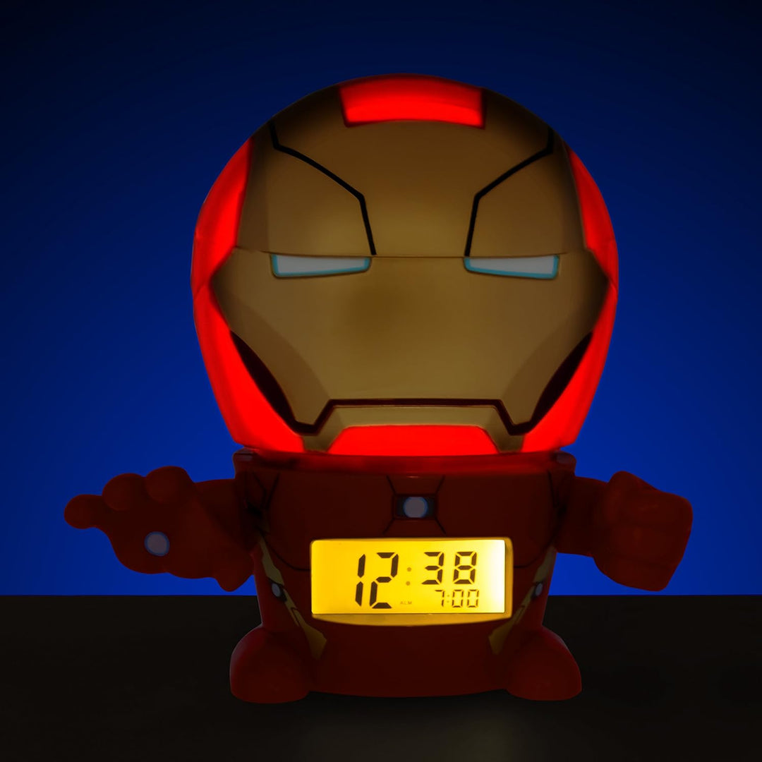 BulbBotz Marvel 2021432 Iron Man Kinder-Wecker mit Nachtlicht und typischem Geräusch , rot/gold, Kun