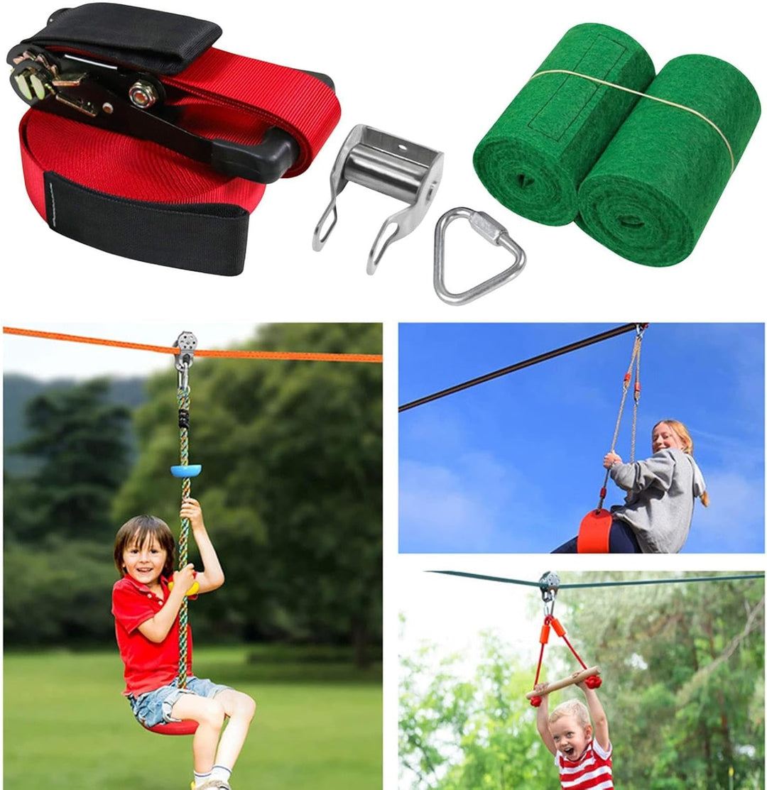 Seilrutsche für Kinder - Mit Rollen-Gleichgewichtsspielzeug | Kinder-Hindernisparcours-Spielset,für