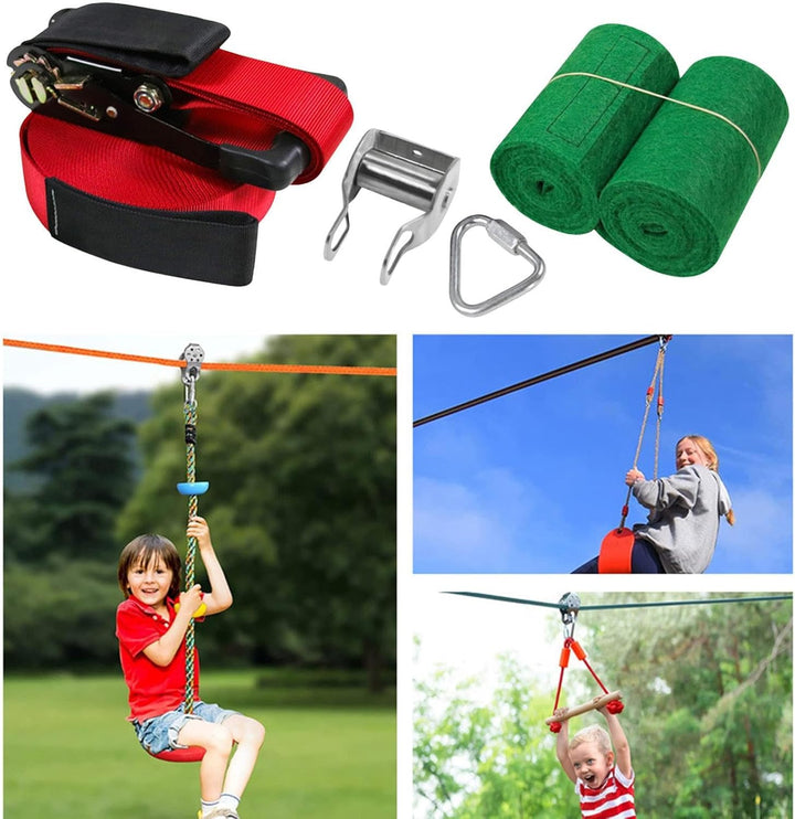 Seilrutsche für Kinder - Mit Rollen-Gleichgewichtsspielzeug | Kinder-Hindernisparcours-Spielset,für