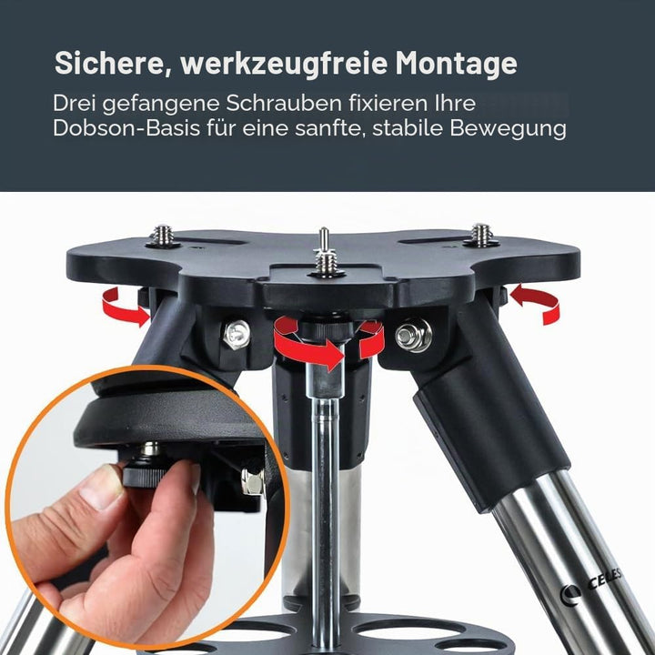 Celestron 93480 Exklusives Stativ für das StarSense Explorer Dobson-Tischteleskop mit Zubehörschale