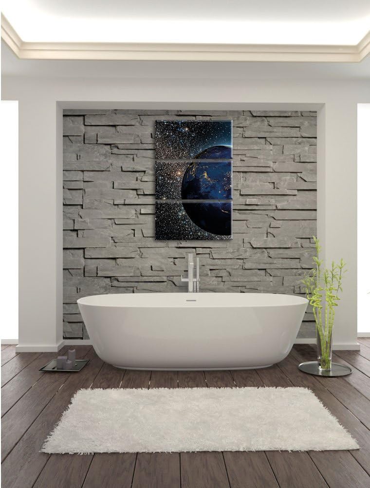 Pixxprint Erde im Weltall als Leinwandbild/Grösse: 3 Teilig (120x80) cm/Wandbild/Kunstdruck/fertig b