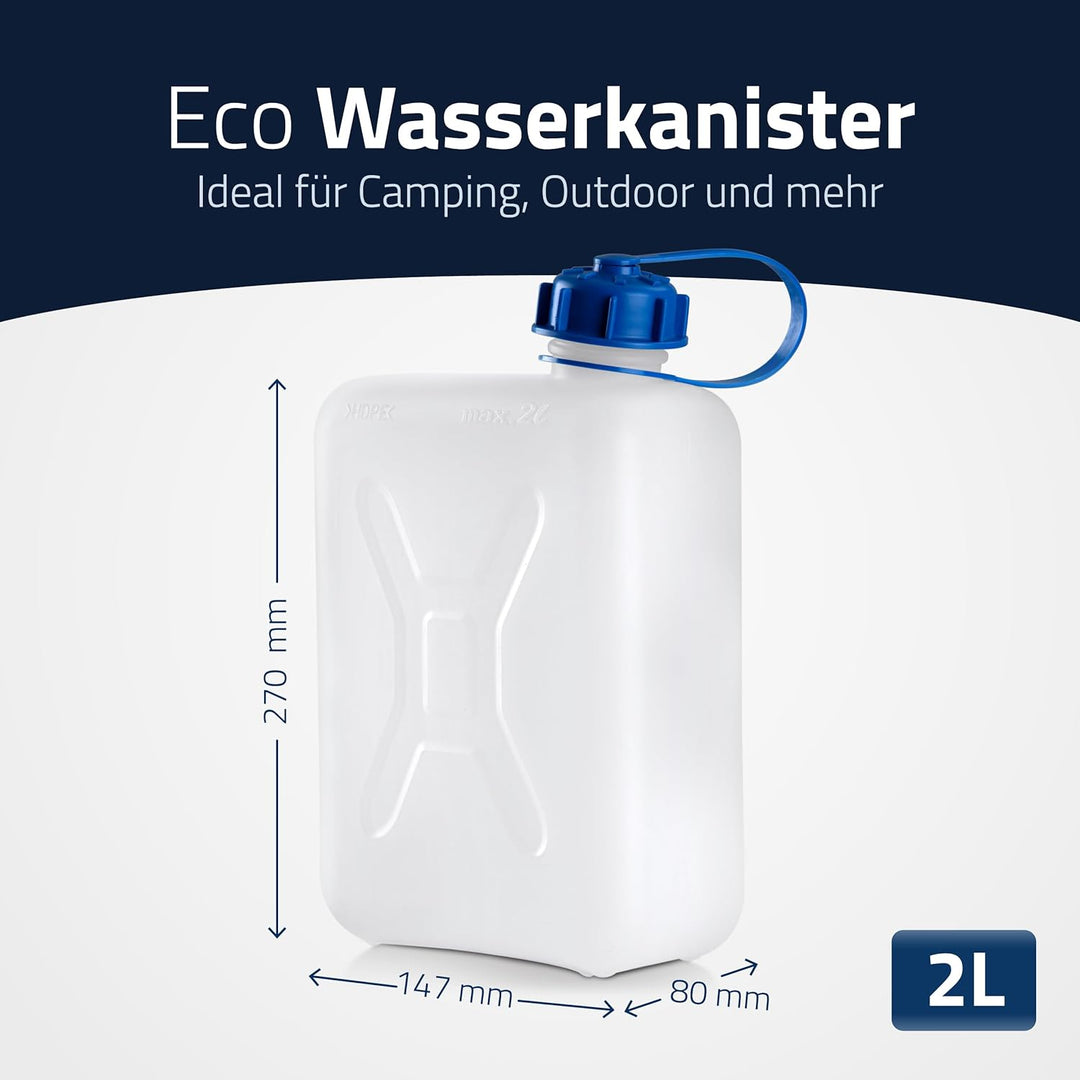 hünersdorff Wasserkanister ECO mit unverlierbarer Deckelverschraubung, 2 L, 810250 2 Liter Kein Zube