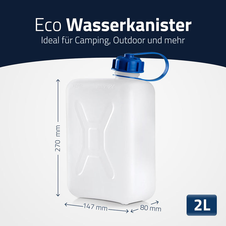 hünersdorff Wasserkanister ECO mit unverlierbarer Deckelverschraubung, 2 L, 810250 2 Liter Kein Zube