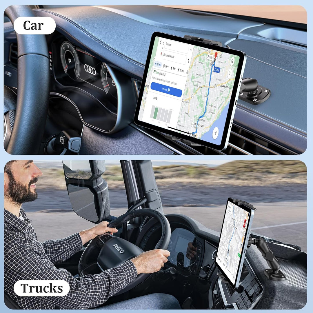 OHLPRO Tablet Halterung Auto,360° Drehung Tablethalterungen 18cm Ausziehbare Arm+ Waschbar Saugnapf,
