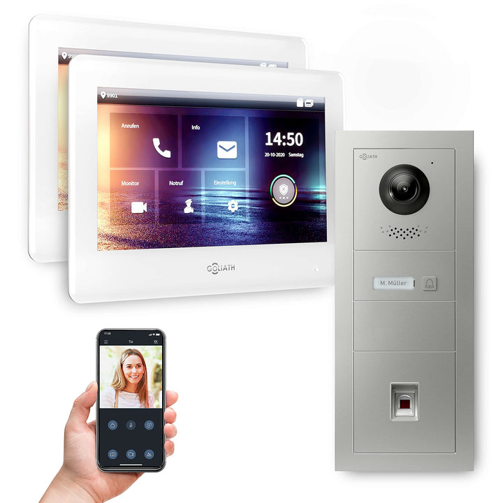 Goliath Hybrid | 2-Draht Bus | Full-HD Video Türsprechanlage | App | 1-Fam | 2 x Full-Touchscreen 7"