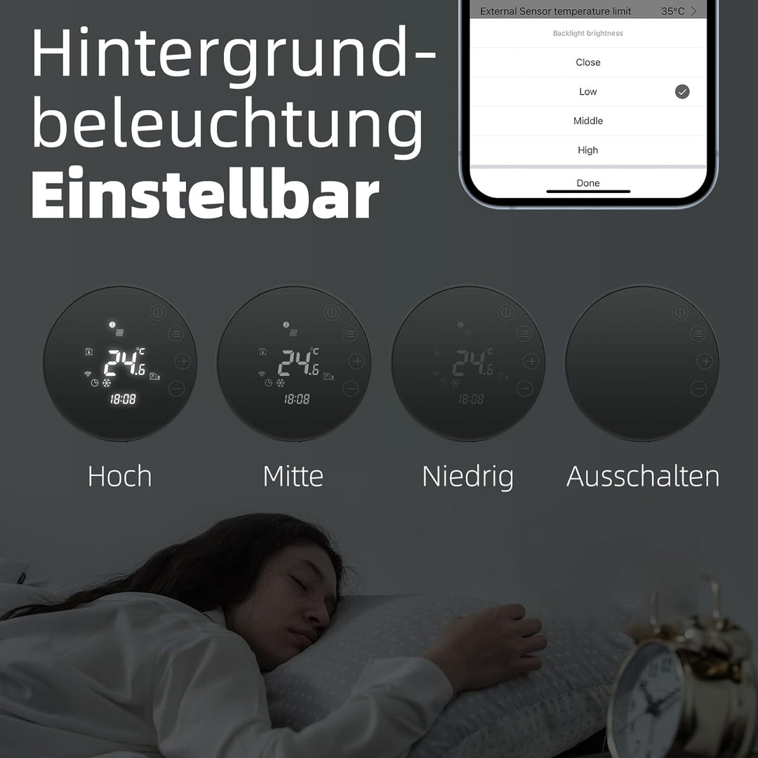 Beok Smart fussbodenheizung Thermostat, Programmierbare WiFi Thermostate für unterFussboden Elektris