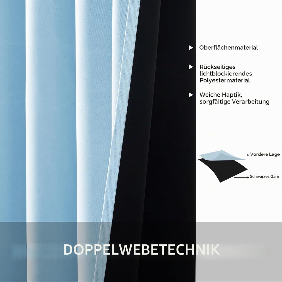MRTREES 100% Verdunklungsvorhänge Vorhang Schlafzimmer Blickdicht Blau Gardinen mit Ösen 2er Set 245