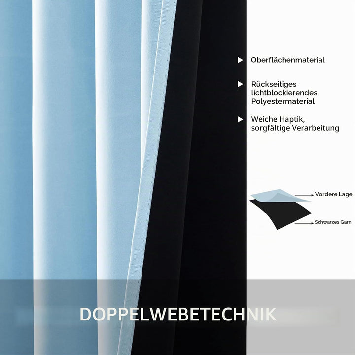 MRTREES Vorhang 100% Blickdicht Schlafzimmer Gardinen mit Ösen 2er Set Dicker Stoff Verdunklungsvorh