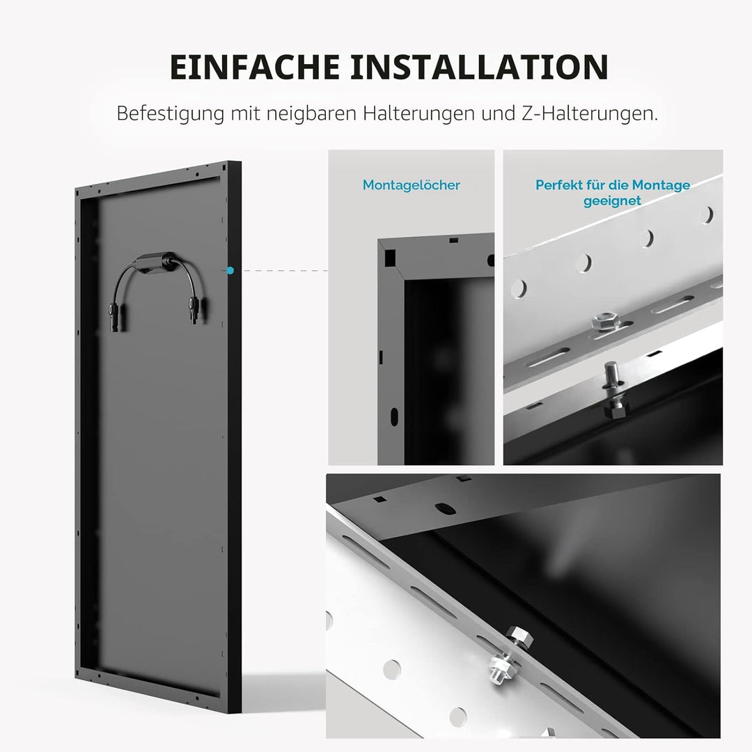 ECOFLOW Monokristallines Solarpanel 2x100W, Starres Solarpanel mit 8 Stück montagefüsse, Photovoltai