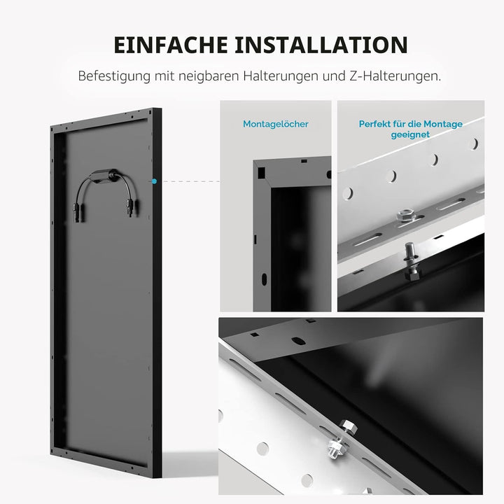 ECOFLOW Monokristallines Solarpanel 2x100W, Starres Solarpanel mit 8 Stück montagefüsse, Photovoltai