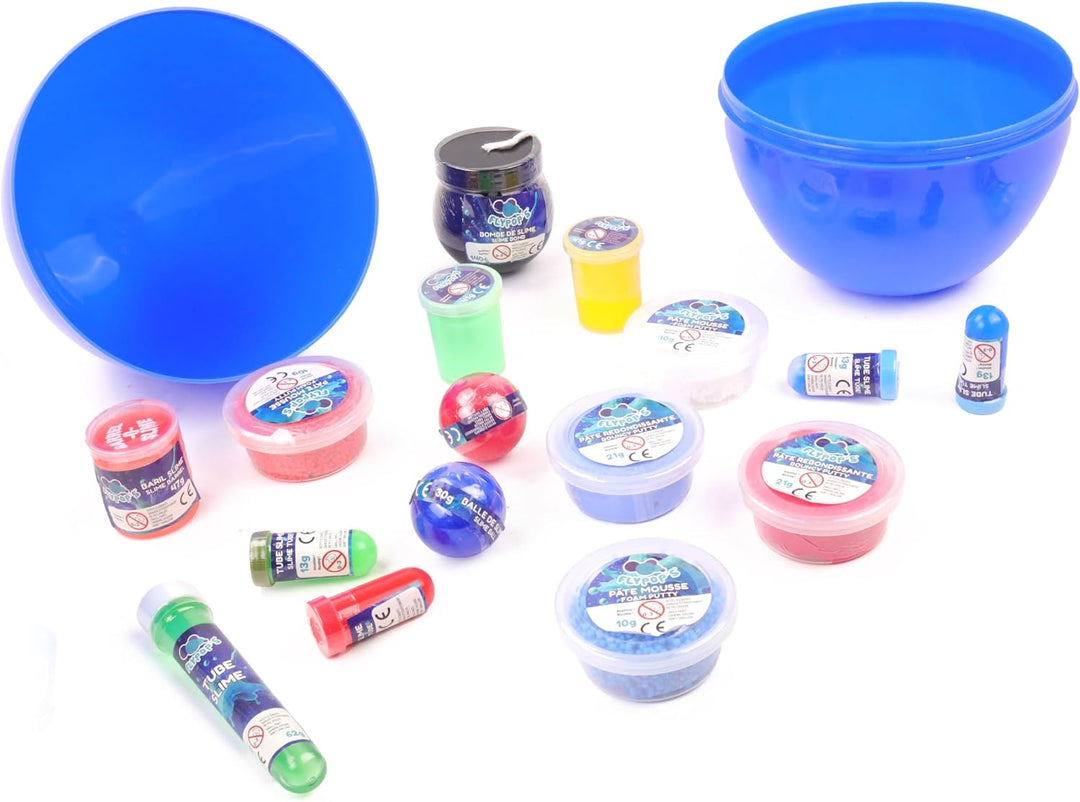 FLYPOP'S - Gefülltes Ei - Schleim - 035630 - Blau - Kunststoff - Überraschung - Kinderspielzeug - Ge